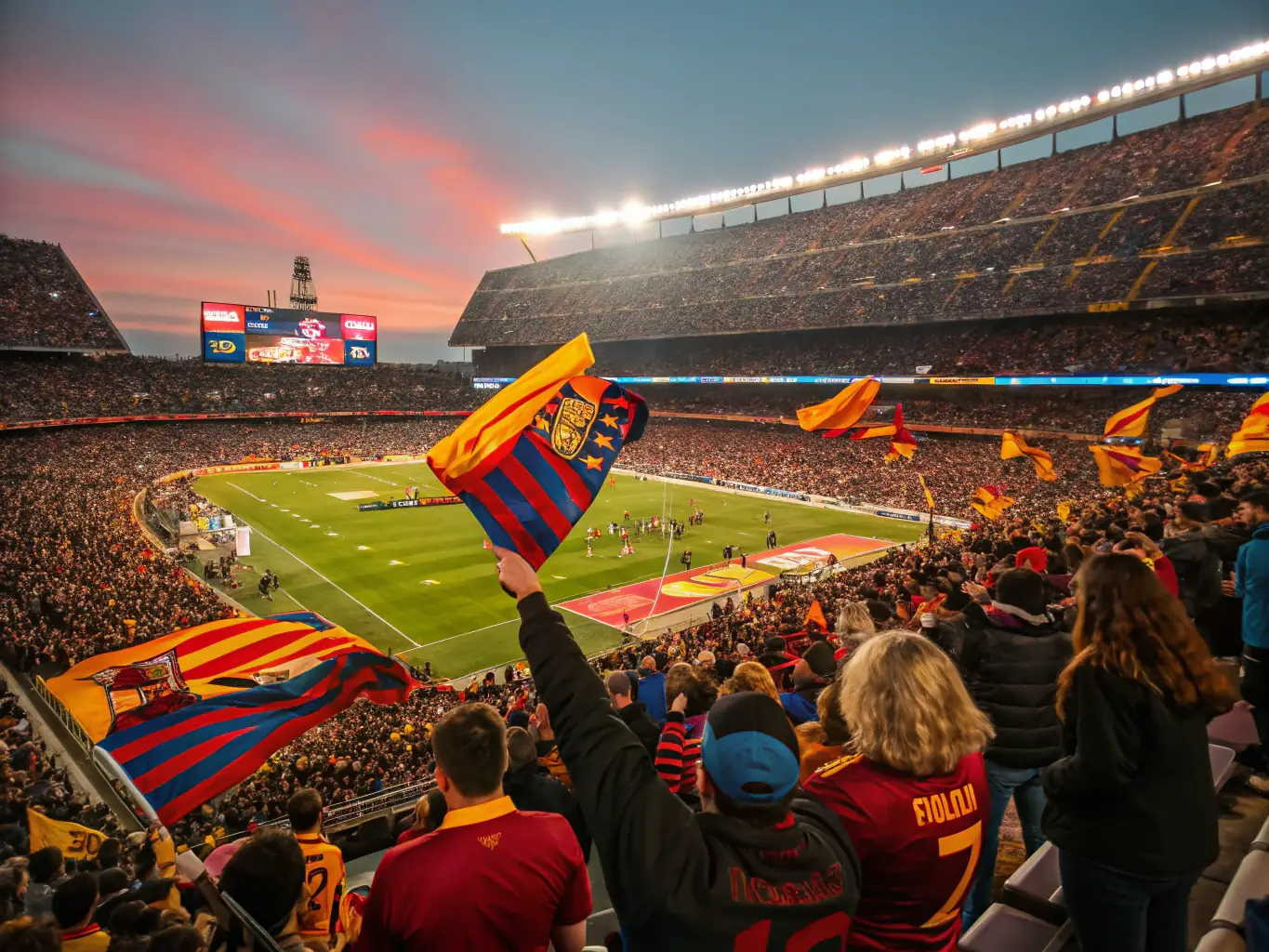 A vibrant image showcasing a football match in Brazil, with fans cheering in the background, representing the passion for football betting.
